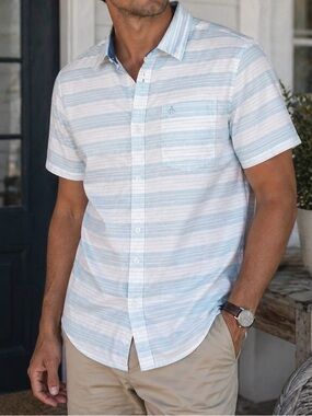 Original Penguin Heritage Slim Fit Short Sleeve Stripe Shirt - Large
